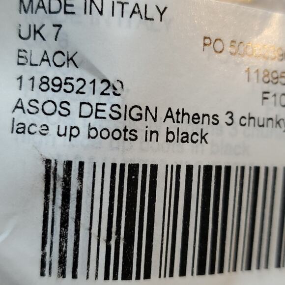 ASOS DESIGN SIZE 9 Athens chunky high lace up boots black UK SIZE 7 - Picture 7 of 7